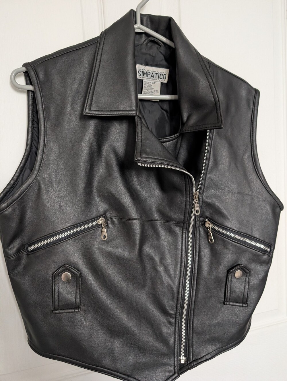 Simpatico Women's Black Leather Biker Biker core Grunge Vest